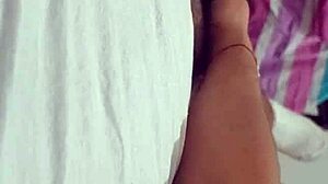 Young amateur grabs neighbor's thick cock for secret bedroom handjob stroke