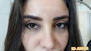 ed junior fucks hot brazilian victoria camargo raw in red and sheer lingerie