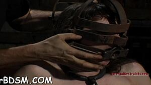 Wow, lusty brunette slave spreads wide for naughty bdsm toy masturbation!