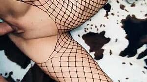 Beautiful Milf Wife Dons Stockings to Seduce Husband into Deep Anal Penetration