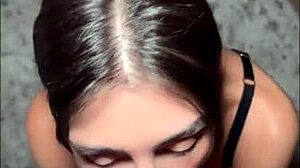 tru kait kneels for pov big cock suck and massive facial