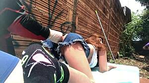 wanna see me stretch tight ass outdoors solo with huge fuck toy?