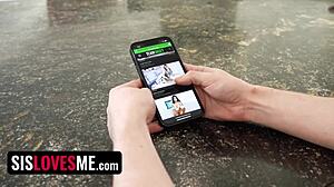 Hot Asian stepsis with huge natural tits lets stepbro slide cock between them