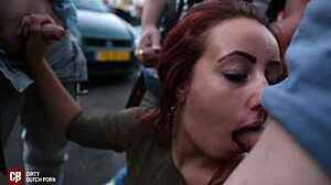 Teen swallows massive outdoor blowbang cumshots – dare you watch?