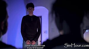 Stepdad Blackmails and Fucks Big Tits Friends in Cinema Group Taboo Orgy