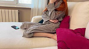 Taboo Stepson Fucks Petite Russian Stepmom Bent Over During Massage with Cumshot