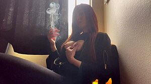 artemisia love puffs smoke flaunting italian milf big juicy tits long hair