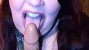 i'd love you watching this bbw milf suck cock with her big tits