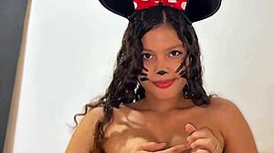 halloween minnie mouse petite pussy eats interracial cock after dildo tease