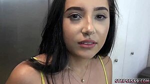 petite teen hitchhiker squirts creamy on stepbro's webcam ride