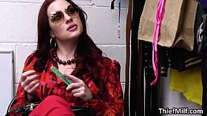 i'm hammering redhead cougar pussy on office desk