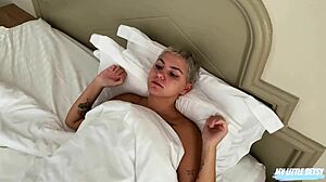 Russian teen roleplays breakfast deepthroat as she opens wide for his load