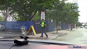 EXTRA SMALL 18+ TEEN JOSLINE SUCKS COCK TO HANDLE PARKING TICKET OUTDOOR!!