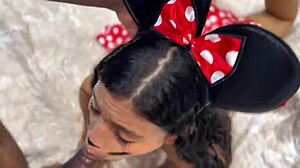 halloween minnie mouse petite pussy eats interracial cock after dildo tease