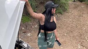 Curvy Colombian Antonella Jones Flashes Tits Fucks Stranger Outdoors Swallows Cum