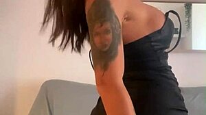 Tattooed brunette bombshell fingers oiled pussy with toys in orgasm-filled solo masturbation compilation