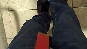 Exposing Monster Cock and Stroking Hard in Public Toilet Thrill