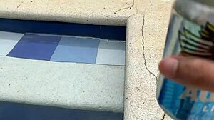 Redhead Tempts with Poolside Cock Ride