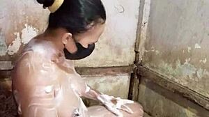 Hairy Housewife Mandi Fingers Pussy In Bathroom Solo