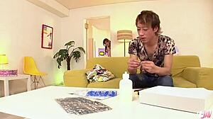 jap hottie licks creampie from cock after hairy pussy fuck?