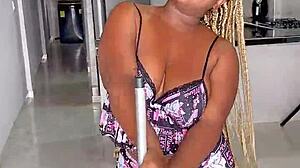 Colombian ebony stepsister with big ass bent over bed takes neighbor's big black cock doggystyle missionary cumshot