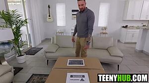 Sneaky stepdaughter Mia River begs Quinton James for rough petite pounding