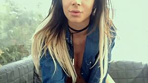 Young Webcam Girl Teases Big Tits Outdoors