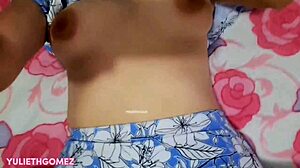 Porn actress Yulieth Gomez fingers pussy with friend's dildo backstage