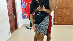 Amateur MFF Threesome Explosion! Komal and Friend Moan as One Guy Pounds Both Shaved Pussies While Cleaning!