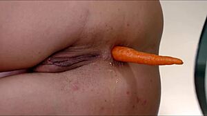 Tall blonde milf with huge fake tits takes anal dildo ass to mouth squirting orgasm