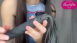 Hungarian Girl Shows Whip Vibrator Use on Tight Pussy and Ass in Sexy Demo