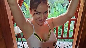 Gagging deepthroat in Airbnb fills my mouth with hot cum!!