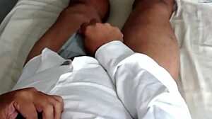 Caught Fat Friend Bathing Jerk Small Foreskin Cock to Orgasm