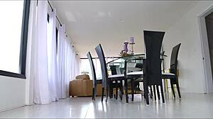 Tall blonde milf with huge fake tits takes anal dildo ass to mouth squirting orgasm