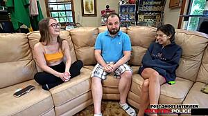 Blonde Cop Mira Monroe Blackmails with Deepthroat Face Fuck Backstage