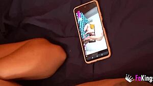 hey check this out she's getting pounded doggystyle while glued to her phone screen