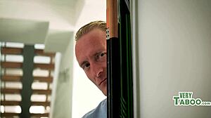 blonde stepdaughter in swimsuit tempts her horny daddy with juicy ass and small tits play