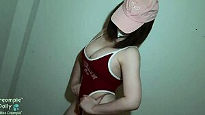 Big Tits Asian Babe Bent Over Doggystyle Creampie in Bedroom Tight Pussy Dripping