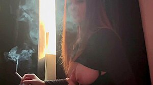 Italian Long Hair Big Tits Artemisia Loves Dildo Handjob While Smoking