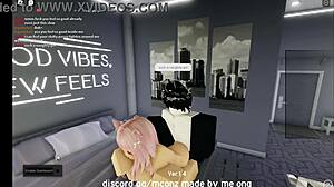 fucking that cute catgirl bent over doggy style on roblox condo blowjob action