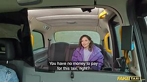 In fake taxi, horny milf spreads shaved pussy wide for monster cock payment pounding.