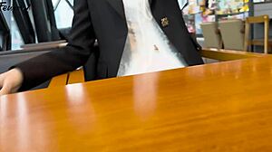 forties korean beauty in miniskirt falls for outdoor ass licking fetish pervert