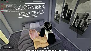 fucking that cute catgirl bent over doggy style on roblox condo blowjob action