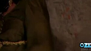 Busty redhead maidens at medieval fair bent over for monster cock blowjobs