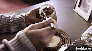 lesbian milf dives into hardcore threesome sucking big tits and cocks