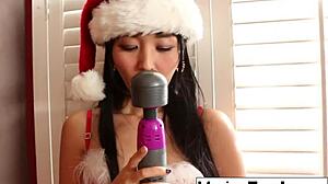 marica hase rocks a festive japanese christmas solo striptease