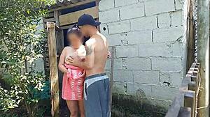 Towelled Housewife Entices Janitor For Secret Garden Tryst