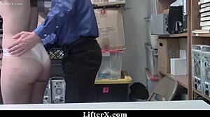 guard caught me shoplifting now he interrogates the teen hard