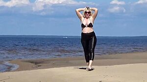 damn that big leather milf ass strutting beach in heels looks insane