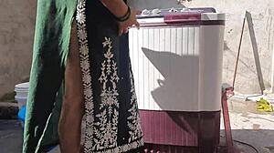 Sexy Big Boobs Indian Bhabhi Bathes Wet Pussy Outdoor